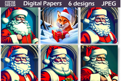 &nbsp;Santa Claus Digital Paper | Christmas Illustration