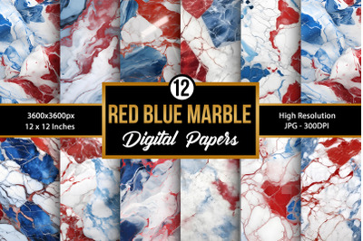 Red Blue and White Marble Backgrounds, Patriotic Marble