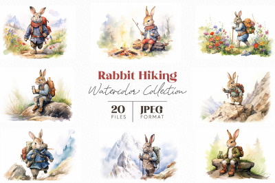 Rabbit Hiking Watercolor Collection
