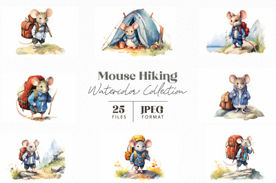 Mouse Hiking Watercolor Collection