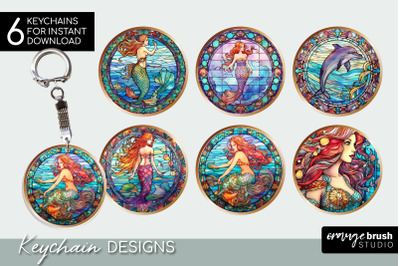 Mermaid Keychain Bundle, Stained Glass Sublimation