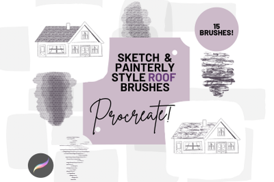 Procreate Roof Brushes X 15 - Sketch / Painterly Textured