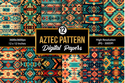 Aztec Tribal Seamless Pattern Digital Papers