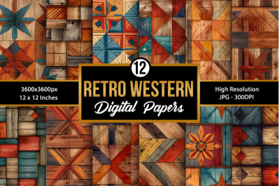 Retro Western Wooden Seamless Backgrounds