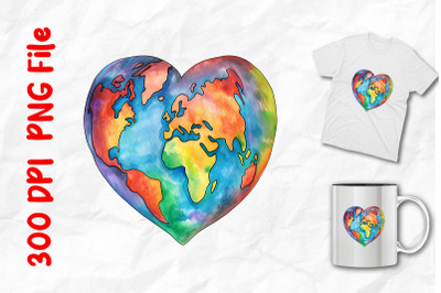 rainbow heart shaped earth