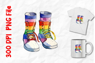 rainbow shoes with rainbow socks