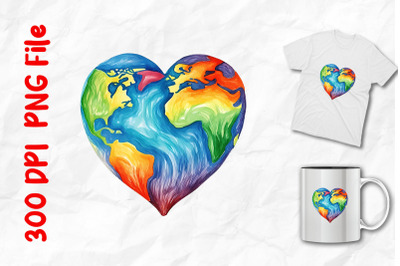 rainbow earth with heart shape