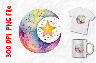 rainbow stars and moon