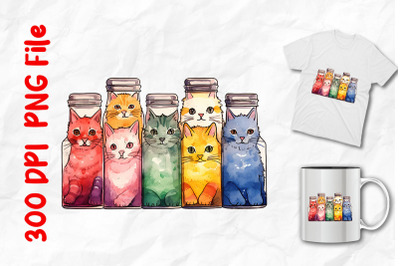 rainbow cats in jars