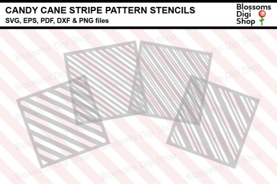 Candy Cane Stripe Pattern Stencils SVG, EPS, PDF, DXF &amp; PNG files