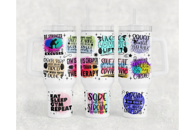 Workout Quotes 40oz Tumbler Wrap, Fitness 40oz Quencher Tumbler PNG