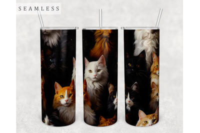 Multiple Cats Tumbler Wrap&2C; 20oz Skinny Tumbler Sublimation Design