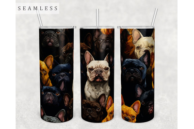 Multiple French Bulldogs Tumbler Wrap, 20oz Skinny Tumbler Sublimation