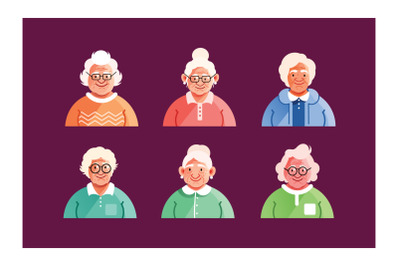 Grandmother Character Avatar Set