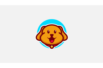 cute happy dog face logo vector design template