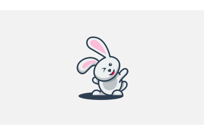 cute happy rabbit logo vector design template