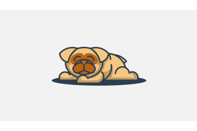 cute laying dog logo vector design template