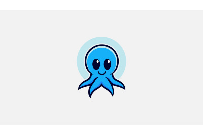 cute squid logo vector design template