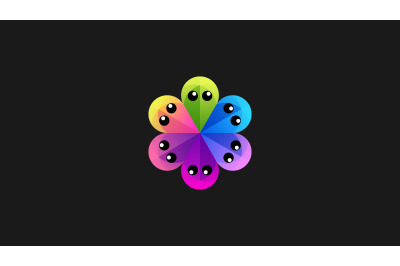 flower shape bird eyes logo vector design template