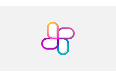 flower shape line art logo vector design template
