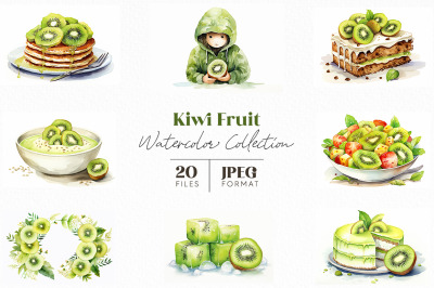 Kiwi Fruit Watercolor Collection