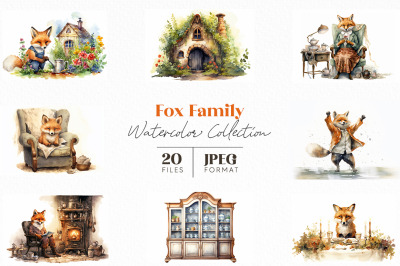 Fox Family Watercolor Collection
