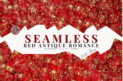 Seamless Red Antique Romance Pattern