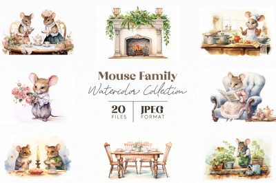 Mouse Family Watercolor Collection