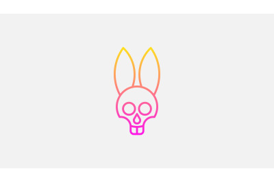 rabbit skull logo vector design template