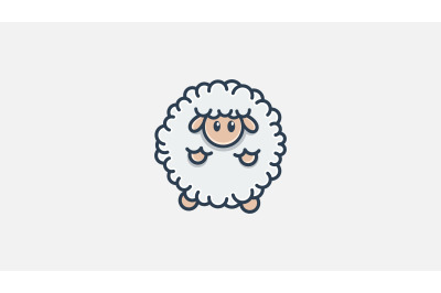 round shape sheep logo vector design template