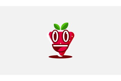 smiling face strawberry logo vector design template