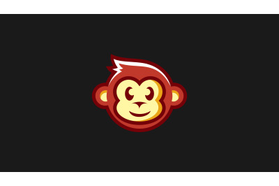 smiling monkey cartoon logo vector design template