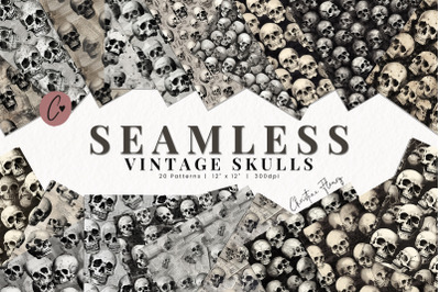 Seamless Vintage Skulls Digital Paper