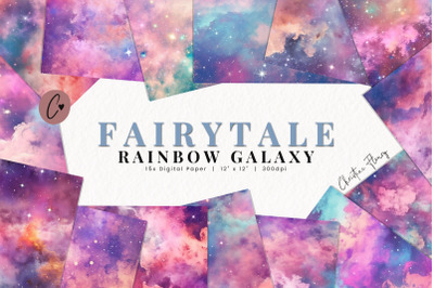 Fairytale Rainbow Galaxy Digital Paper