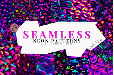 Seamless Neon Digital Paper