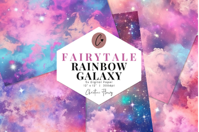 5 Fairytale Rainbow Galaxy Digital Paper