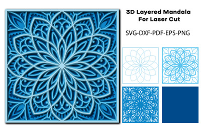 Multilayer Mandala Square Panel Template. Four Layers