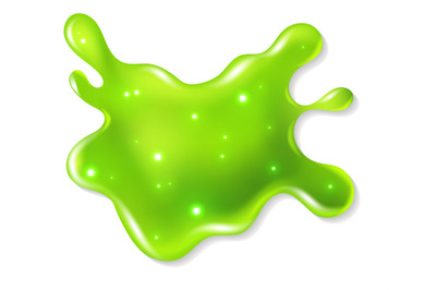 Green slime. Bright toxic shiny liquid blob splatter, spot of poison d