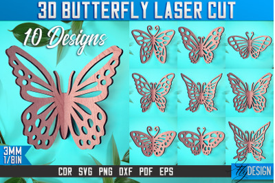 3D Butterfly Laser Cut SVG | Butterfly Laser Cut SVG Design | CNC File