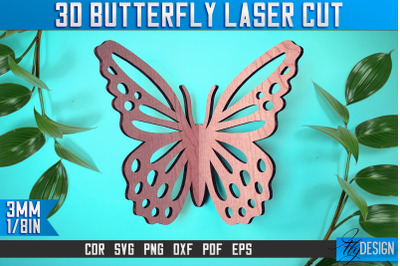 3D Butterfly Laser Cut SVG | Butterfly Laser Cut SVG Design | CNC File