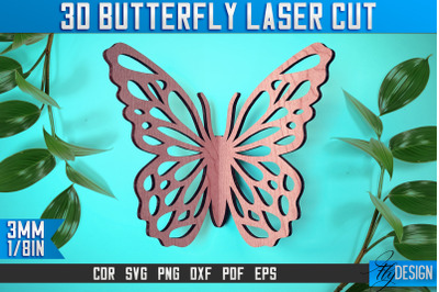 3D Butterfly Laser Cut SVG | Butterfly Laser Cut SVG Design | CNC File