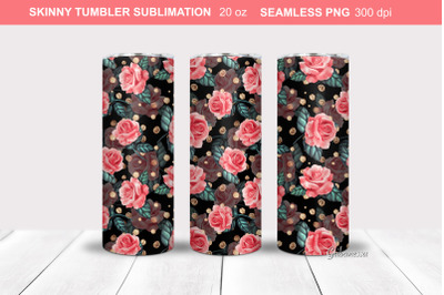 Red roses Tumbler Wrap | Floral Tumbler Sublimation