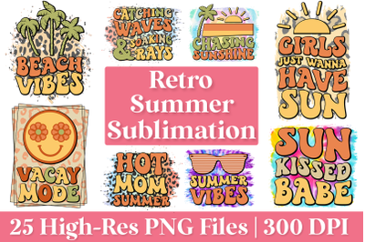 Retro Summer Sublimation PNG Bundle