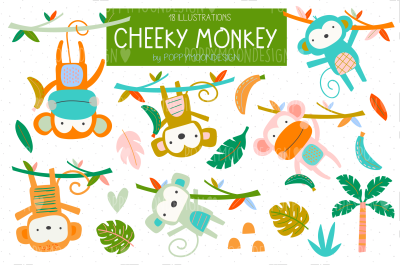 Cheeky monkey Clipart set
