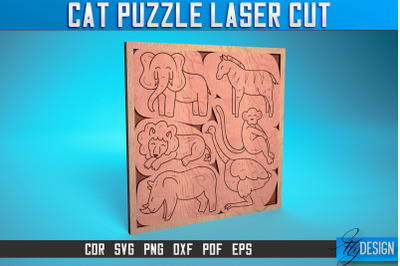 Cat Puzzle Laser Cut SVG | Puzzle Game Laser Cut SVG Design | CNC File