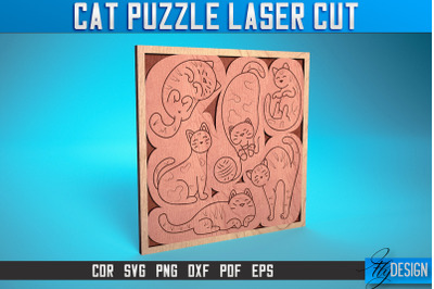 Cat Puzzle Laser Cut SVG | Puzzle Game Laser Cut SVG Design | CNC File