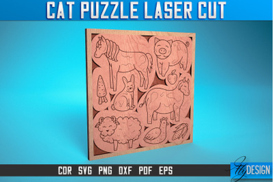 Cat Puzzle Laser Cut SVG | Puzzle Game Laser Cut SVG Design | CNC File