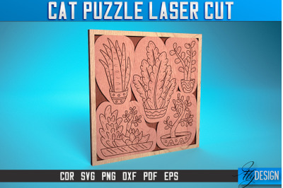 Cat Puzzle Laser Cut SVG | Puzzle Game Laser Cut SVG Design | CNC File