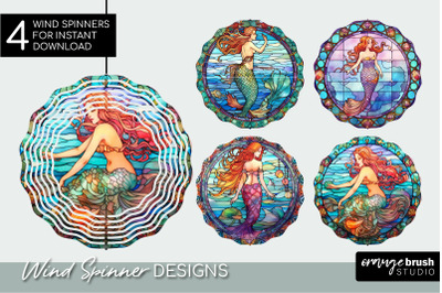 Stained Glass Mermaid Wind Spinner Sublimation Bundle