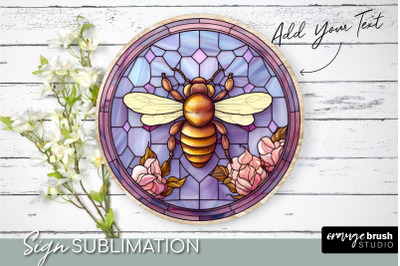 Honey Bee Round PNG Stained Glass Sublimation